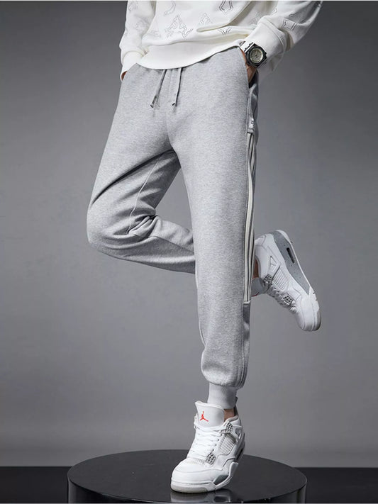 Solid Drawstring Joggers with Side Stripes