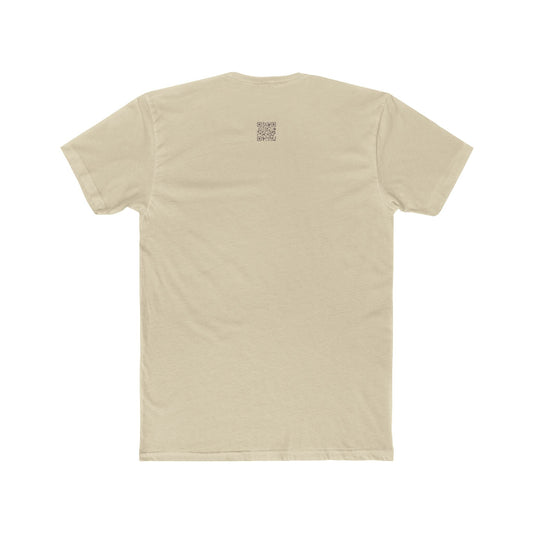 Back view of a beige fitted neon skull graphic tee with short sleeves.