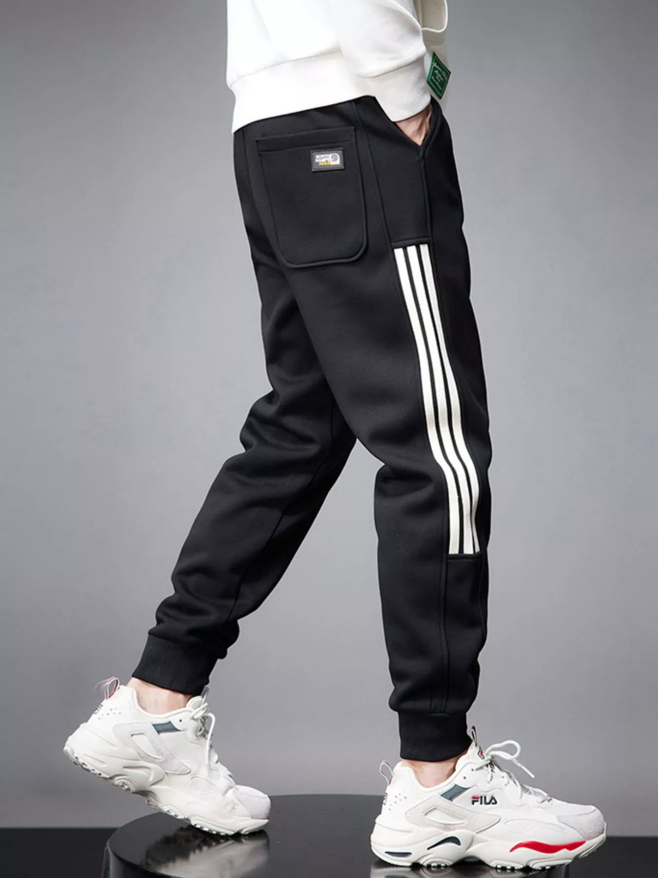 Solid Drawstring Joggers with Side Stripes