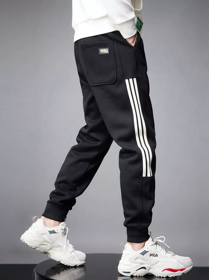 Solid Drawstring Joggers with Side Stripes