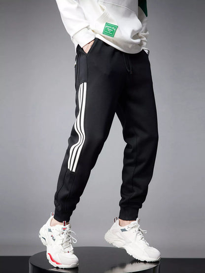 Solid Drawstring Joggers with Side Stripes