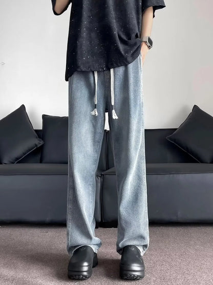 Denim Love Wide Leg Drawstring  Jeans
