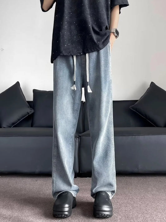 Denim Love Wide Leg Drawstring  Jeans