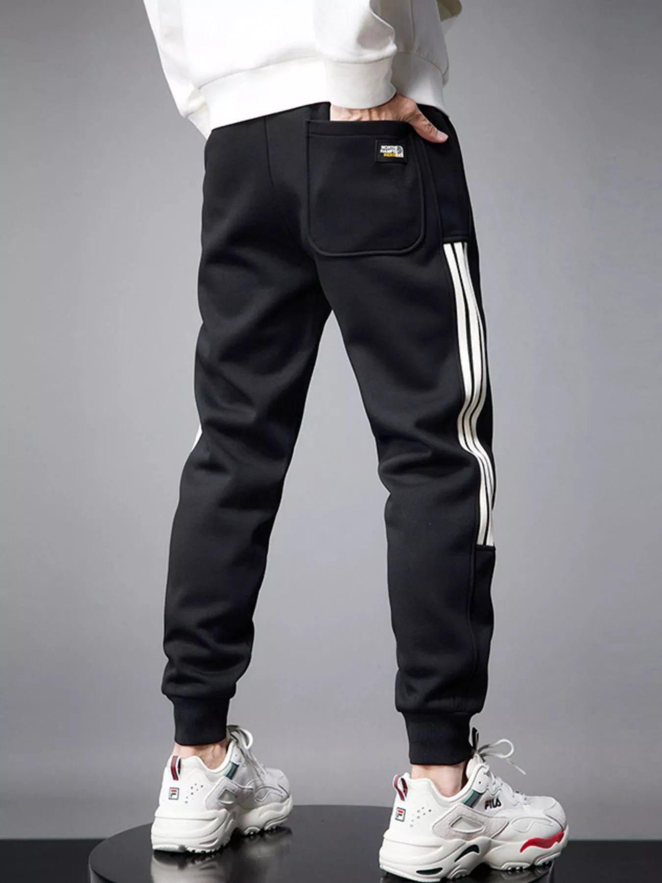 Solid Drawstring Joggers with Side Stripes