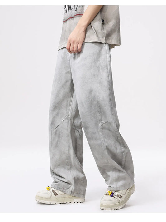 Denim Love Vintage Wash Wide Jeans in Gray