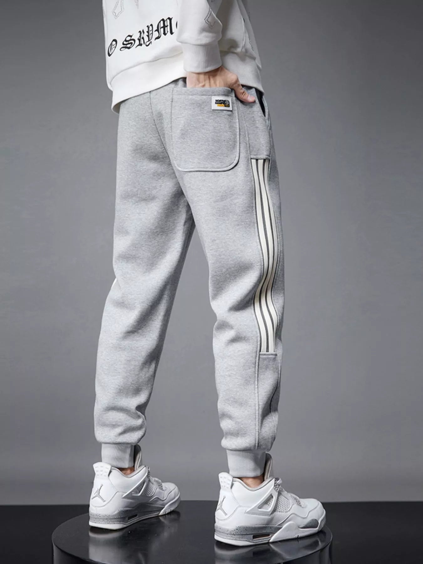 Solid Drawstring Joggers with Side Stripes