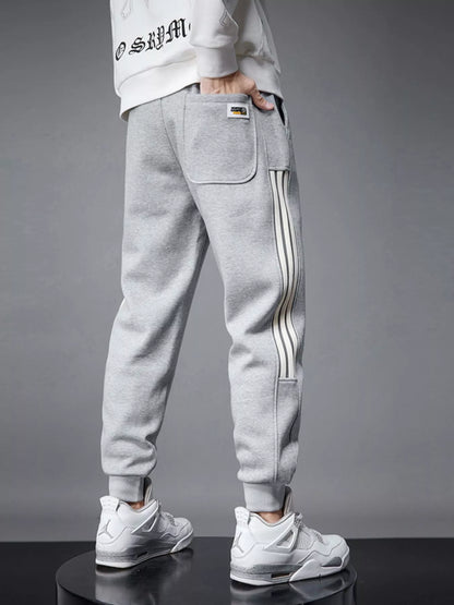 Solid Drawstring Joggers with Side Stripes
