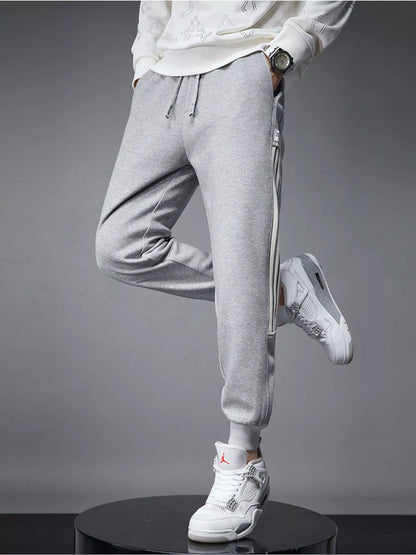 Solid Drawstring Joggers with Side Stripes