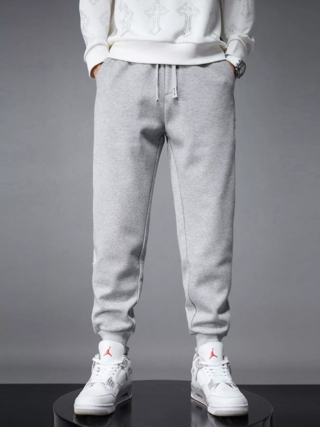 Solid Drawstring Joggers with Side Stripes