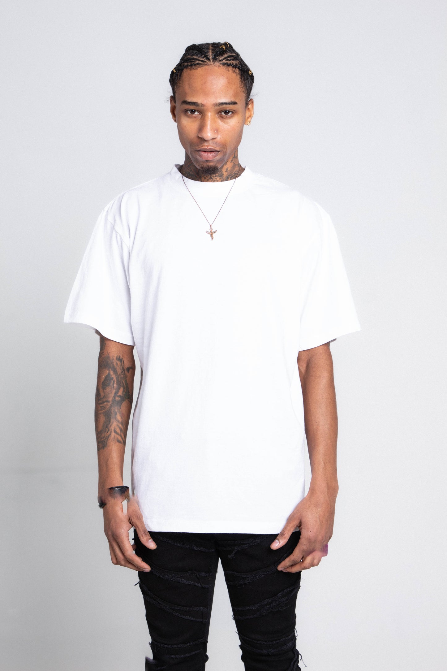 Pastel Heavy Cotton Tee in white, front view featuring short sleeves and crew neck.