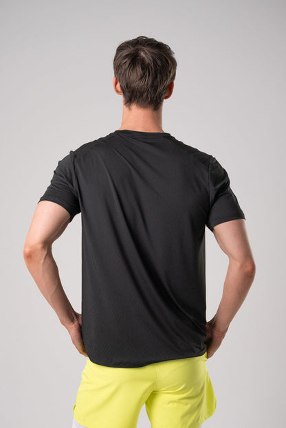 Back view of the black Alive Strong Tee with a casual fit.
