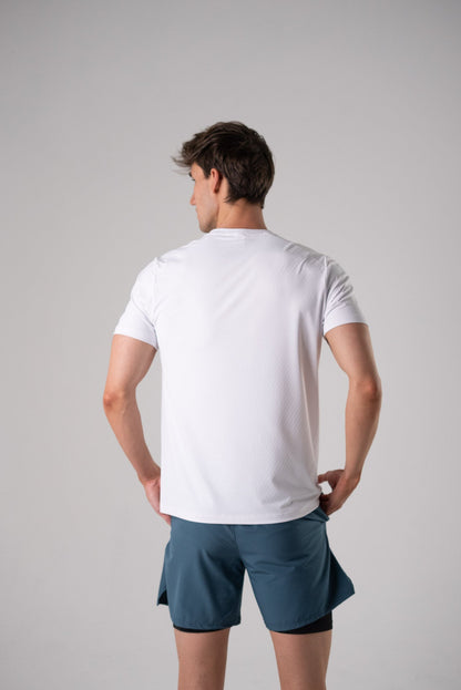 Front view of the black Alive Strong Tee with short sleeves.
