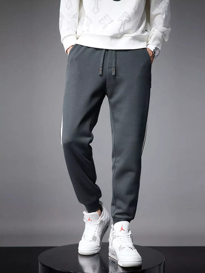Solid Drawstring Joggers with Side Stripes