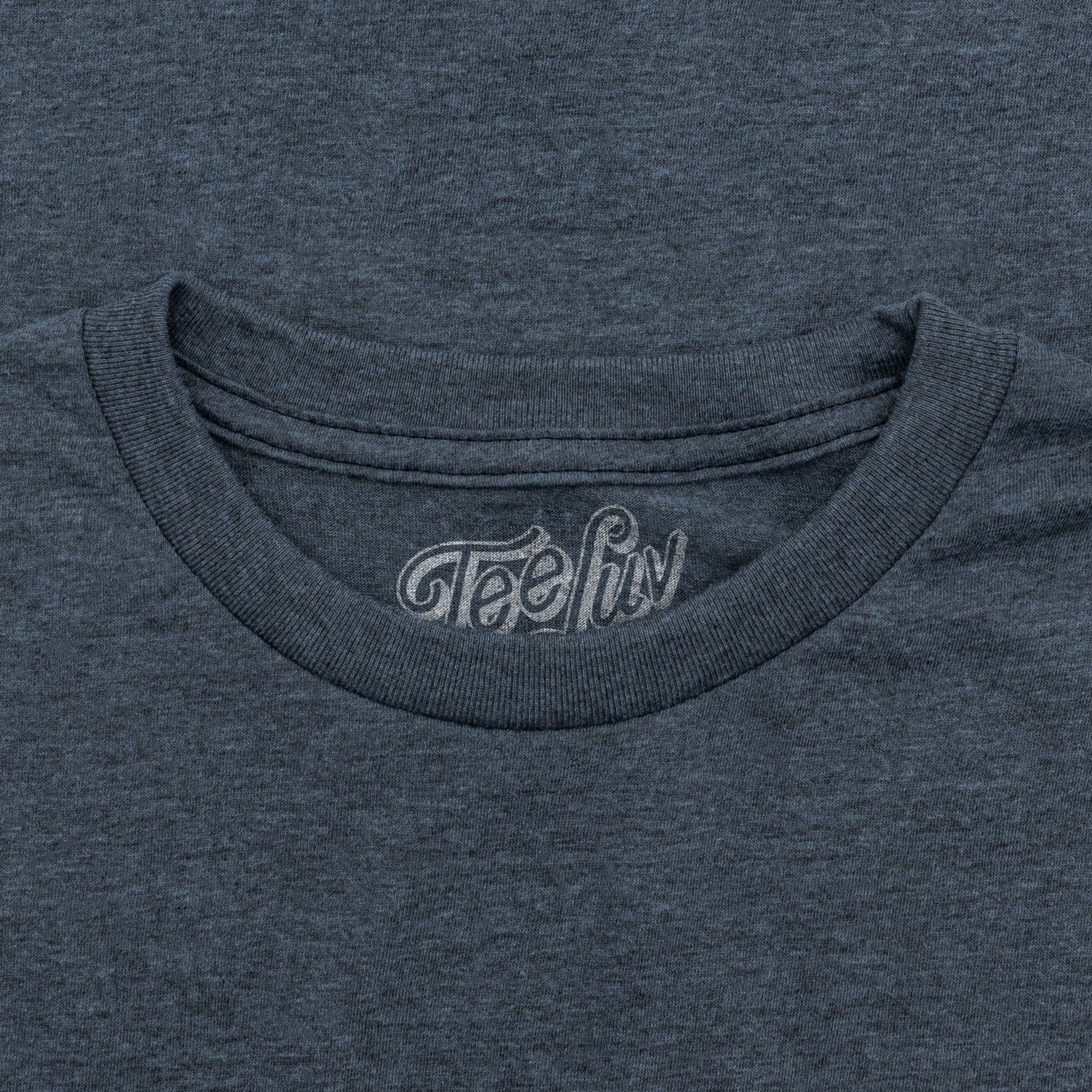 Detail view of the t-shirt neck showcasing the round neck and visible label.