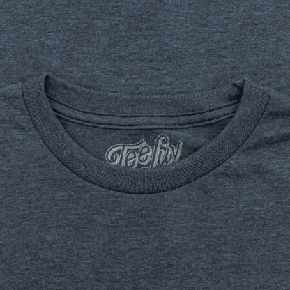 Detail view of the t-shirt neck showcasing the round neck and visible label.