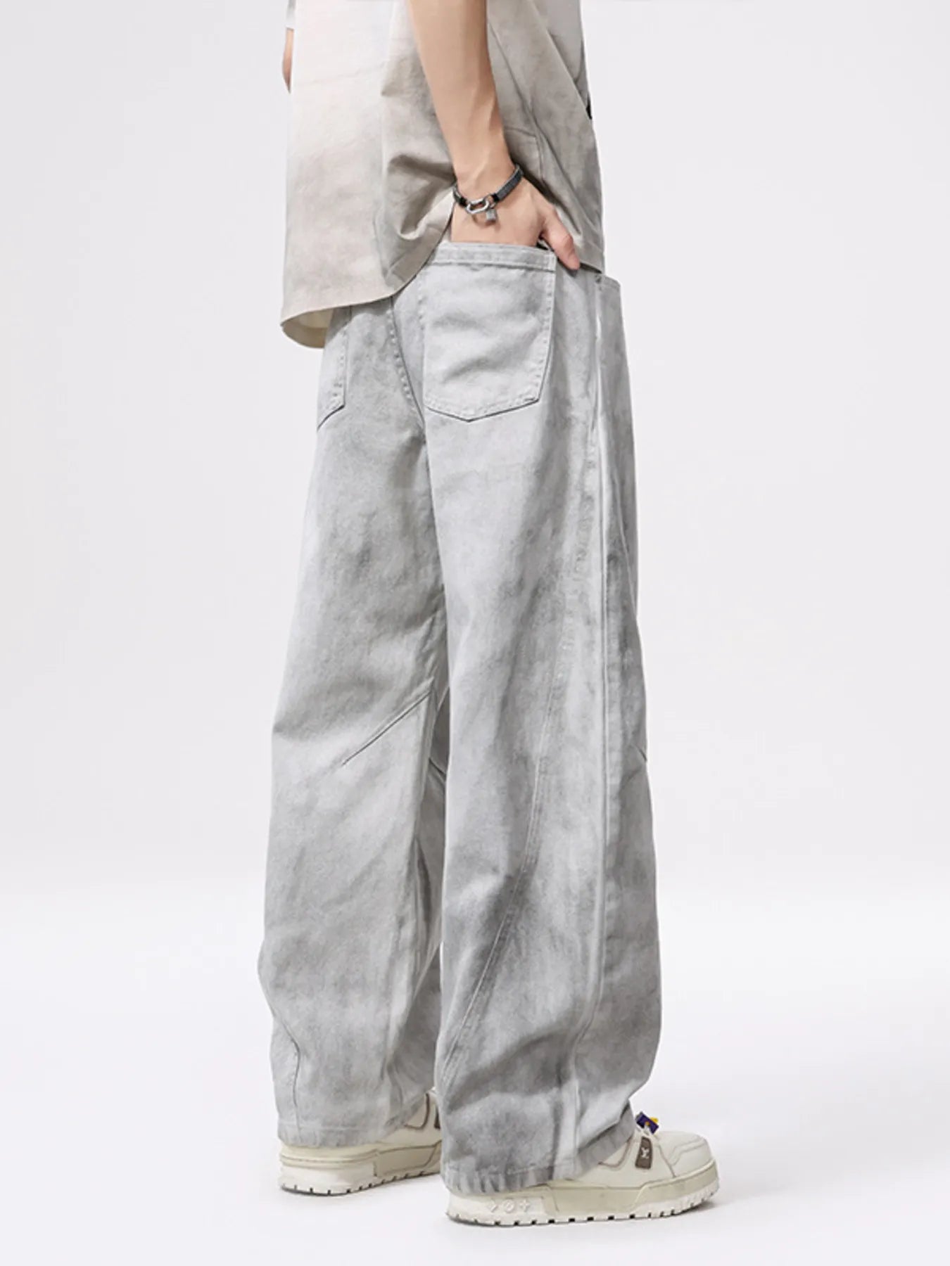 Denim Love Vintage Wash Wide Jeans in Gray