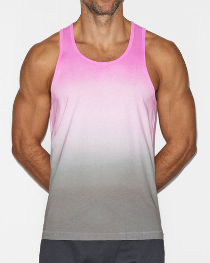 Front view of the pink gradient tank top on a white background.