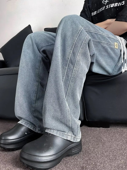 Denim Love Wide Leg Drawstring  Jeans