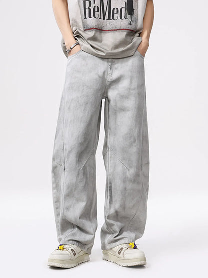 Denim Love Vintage Wash Wide Jeans in Gray