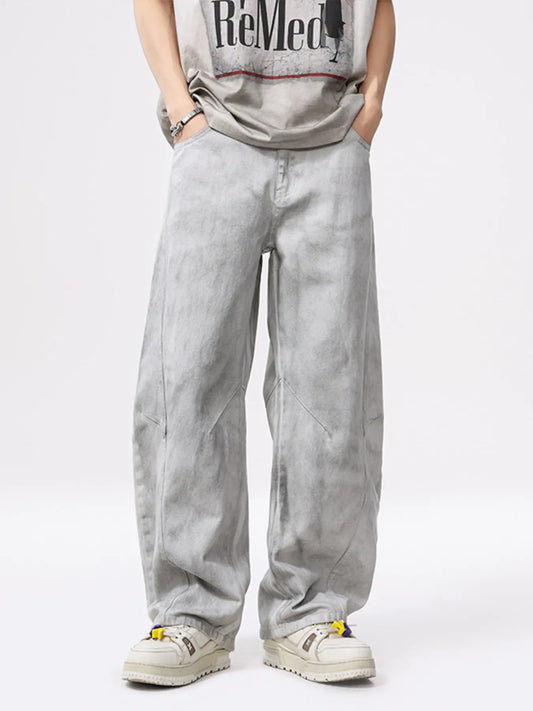 Denim Love Vintage Wash Wide Jeans in Gray