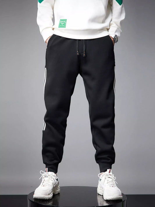 Solid Drawstring Joggers with Side Stripes