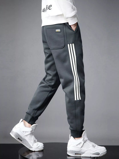 Solid Drawstring Joggers with Side Stripes