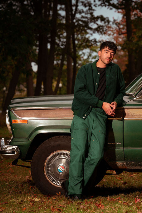 Front view of the cotton twill work pant in a casual style.