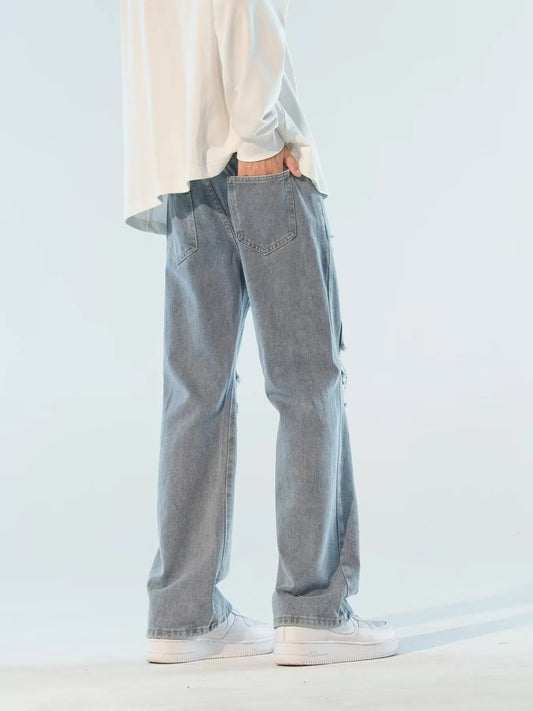 Rough Ripped Wide Leg Jeans