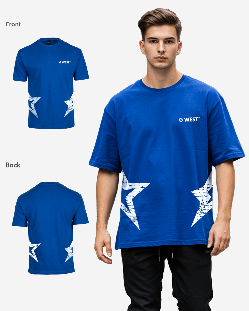 Back view of the black oversized t-shirt showcasing the G-WEST logo.
