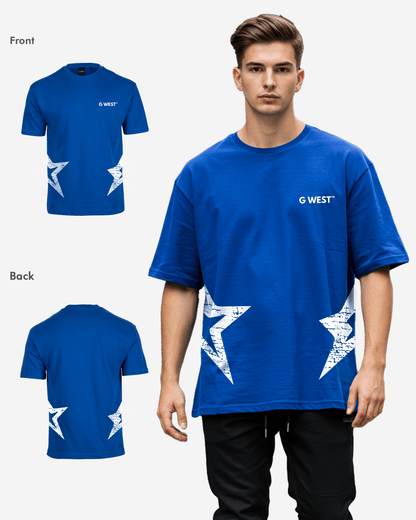 Back view of the black oversized t-shirt showcasing the G-WEST logo.