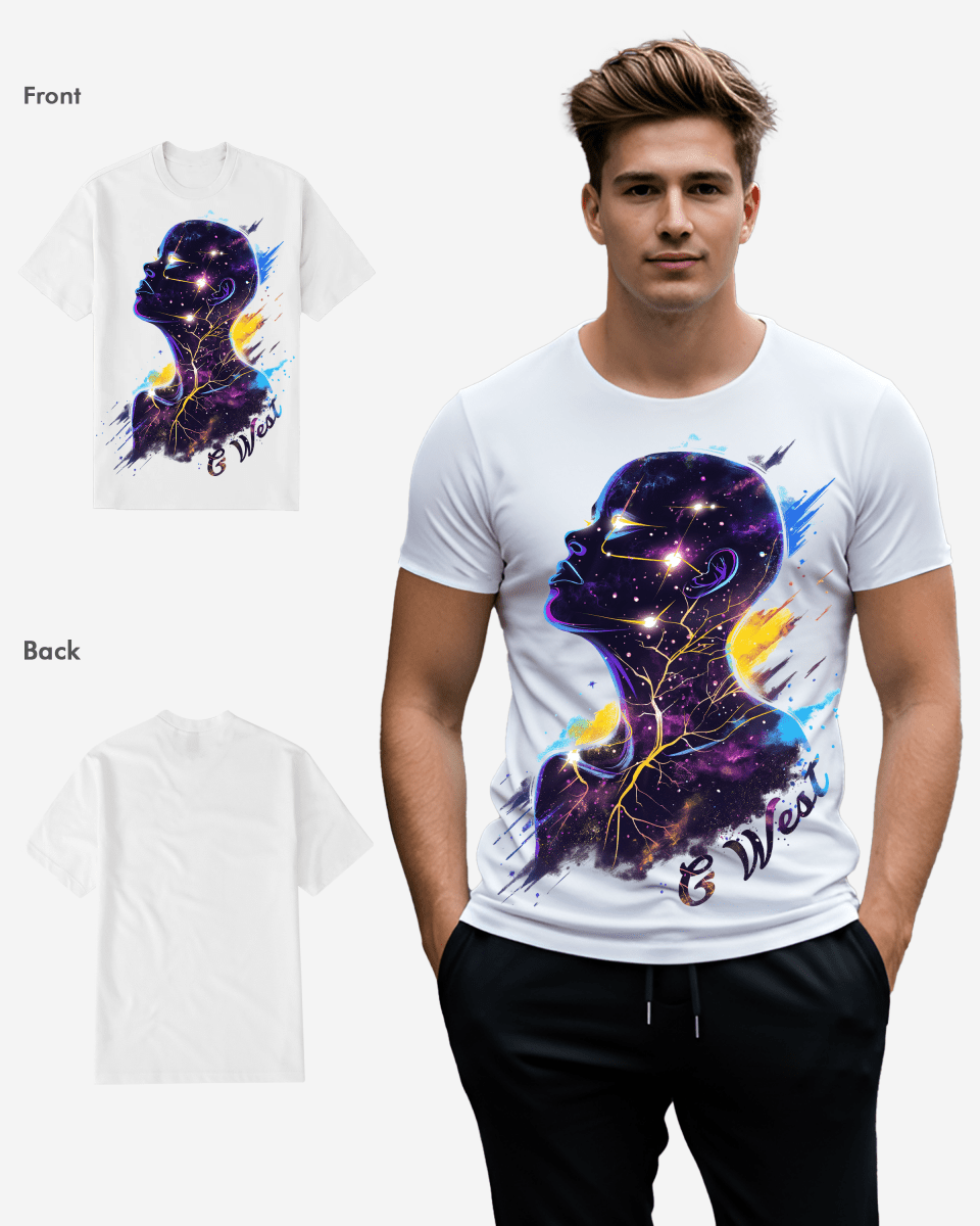 White graphic t-shirt with a meaningful design, lifestyle shot.