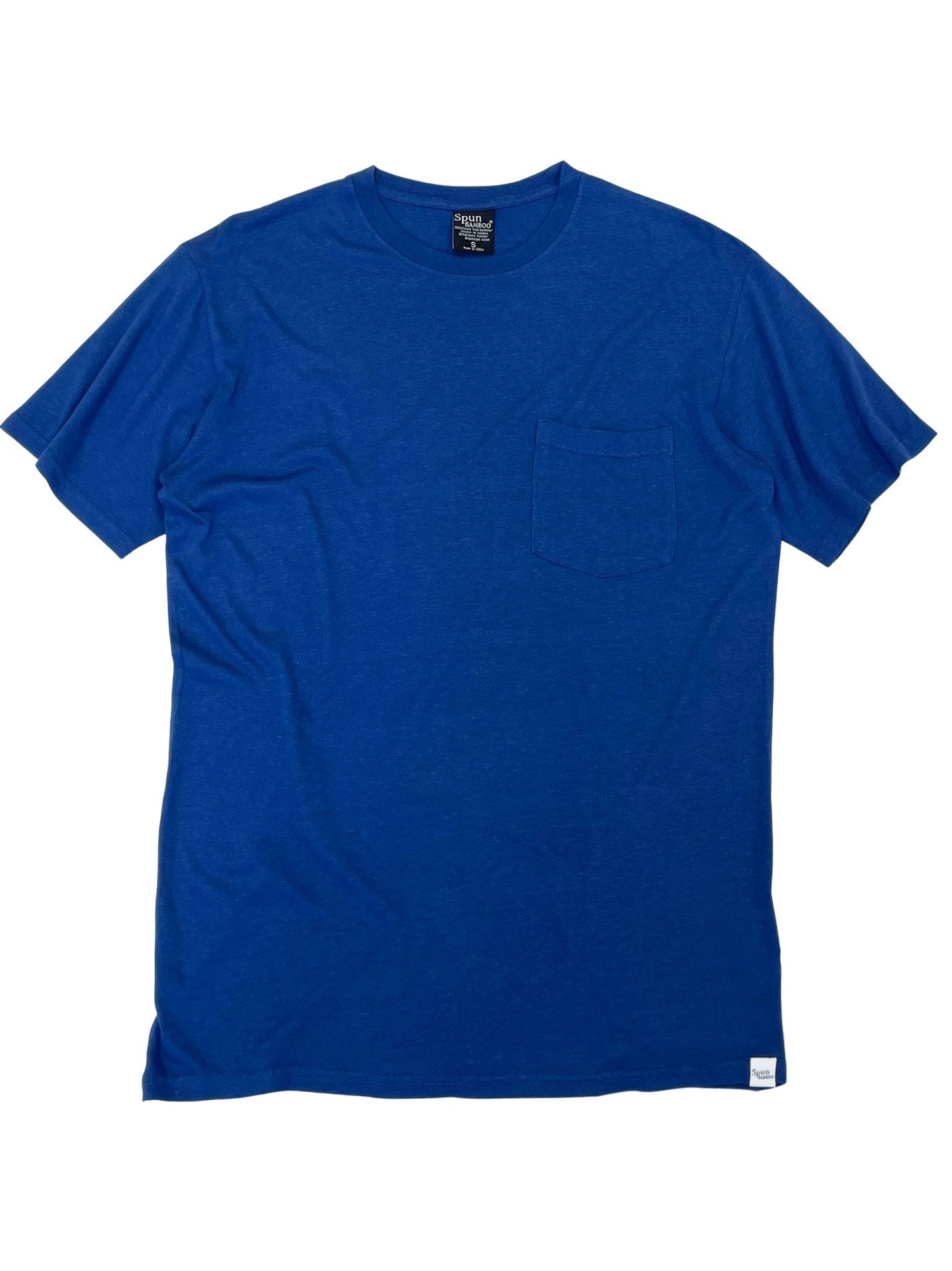 Front view of navy bamboo viscose t-shirt with short sleeves.