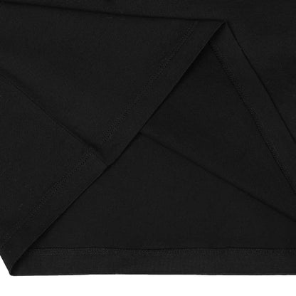 Detail close-up of the folded black t-shirt fabric