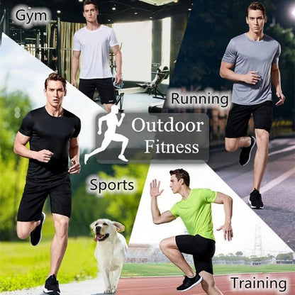 Lifestyle image of men in activewear engaged in outdoor fitness activities.