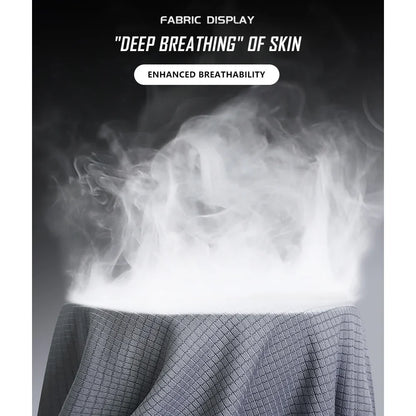 Promotional graphic with smoke effect and text overlay in black and white.