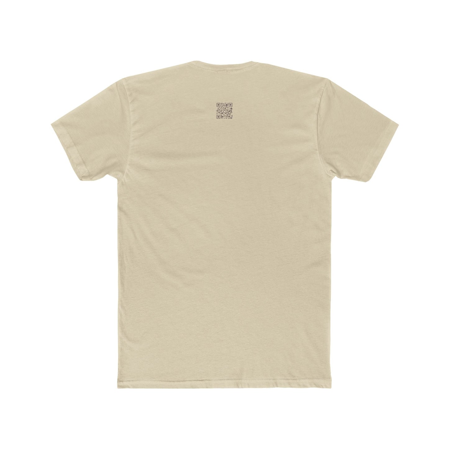 Back view of a beige fitted neon skull graphic tee with short sleeves.