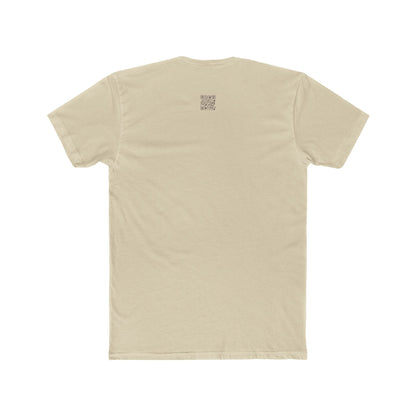 Back view of a beige fitted neon skull graphic tee with short sleeves.