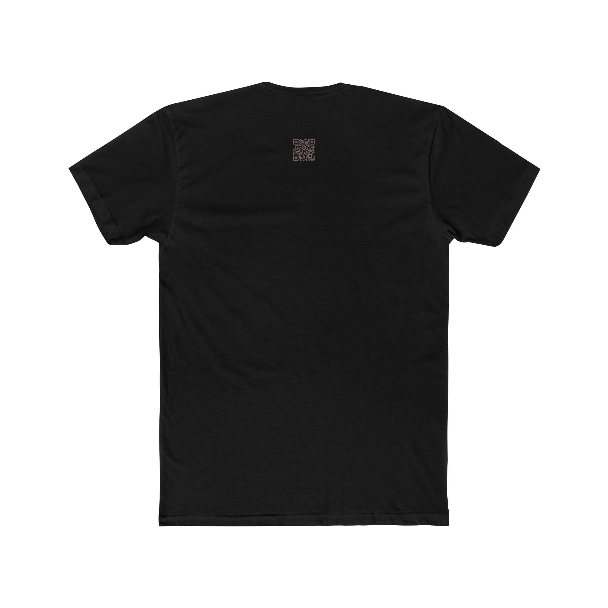 Back view of a black fitted neon skull graphic tee with short sleeves.