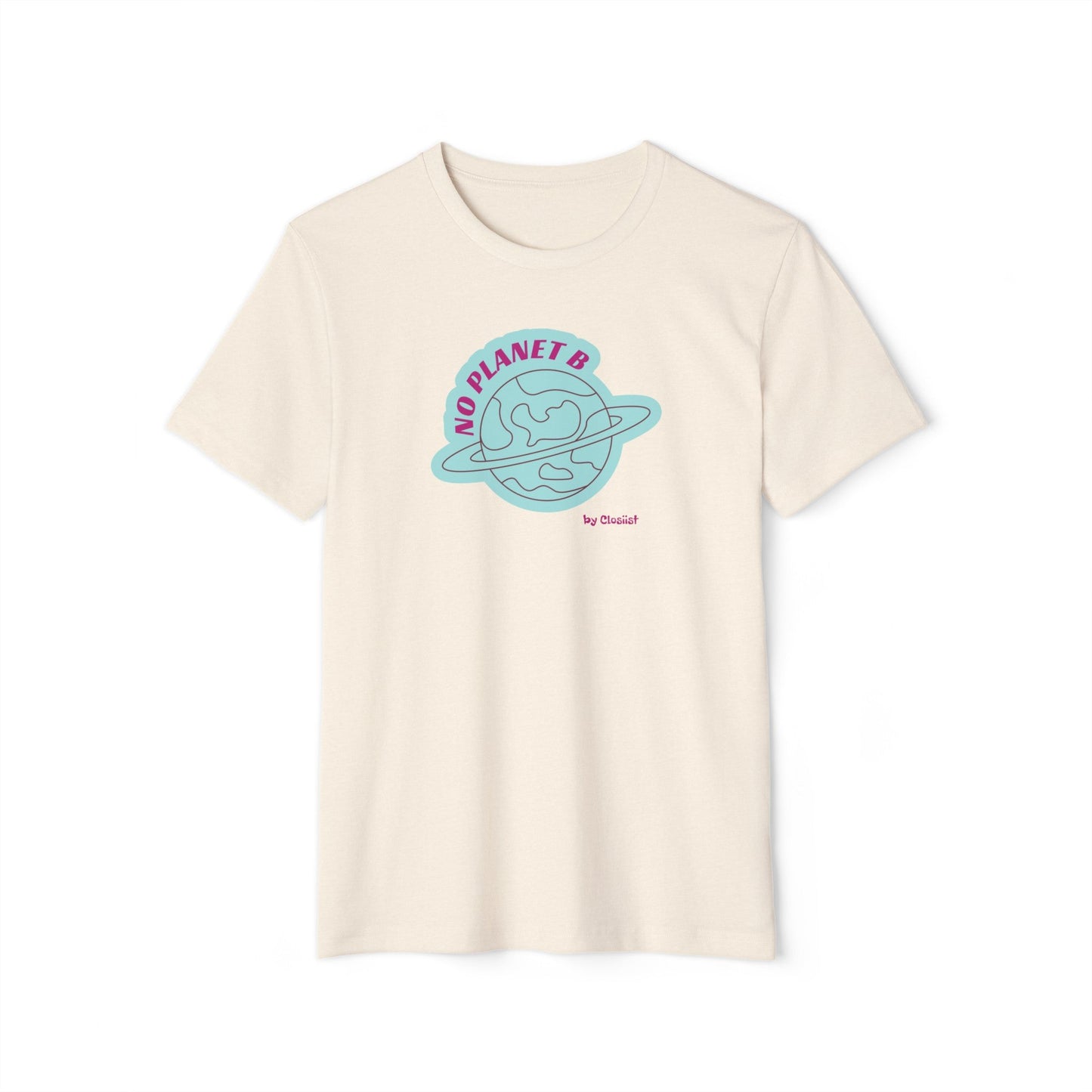 Back view of the cream t-shirt with short sleeves on a white background