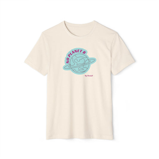 Back view of the cream t-shirt with short sleeves on a white background