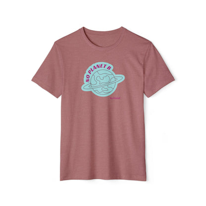 Front view of the rust t-shirt featuring a graphic print on a white background
