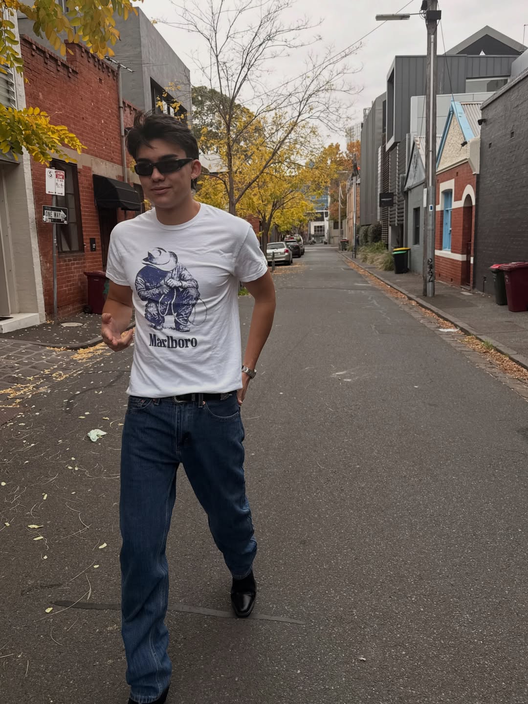Lifestyle shot of a person walking in a casual outfit.