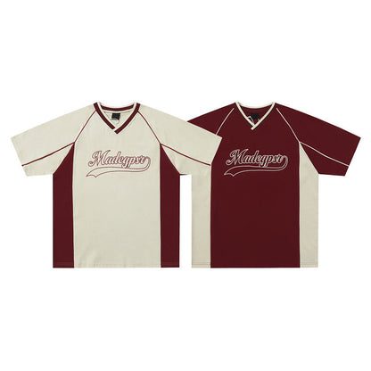 Front view of the men's summer shirt in khaki with contrasting sleeves.