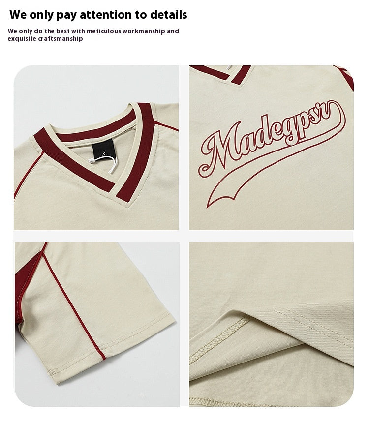 Front view of the men's summer shirt in khaki with contrasting sleeves.