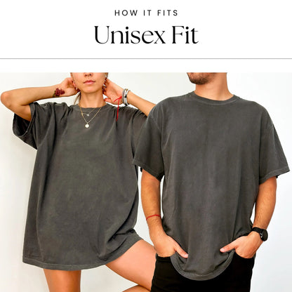Lifestyle shot of unisex fit t-shirts in gray with short sleeves.